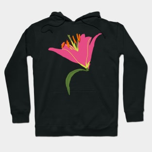 Pink Stargazer Lily Flower Abstract Painting Hoodie